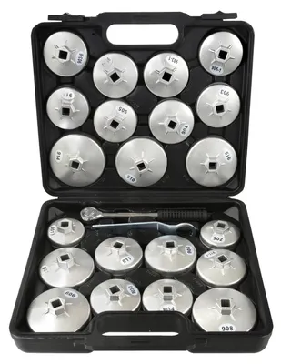 Immagine prodotto di Set-kit di chiavi in alluminio per tappi dei filtri olio auto, attacco 1/2" con cricchetto, 23 pezzi