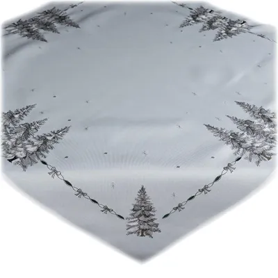 Produktbild von Tischwäsche mit Stickerei Tannenbäume 85 x 85 cm - weiß