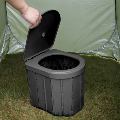Image de Toilettes de camping pliables Toilettes d'urgence Toilettes portables Toilettes mobiles 33x30x28cm Noir