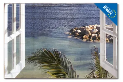Produktbild von banjado Magnettafel aus Glas, beschreibbar, 60x40cm groß, ESG Sicherheitsglas mit Motiv Fensterpanorama [MTGQ1 10122]