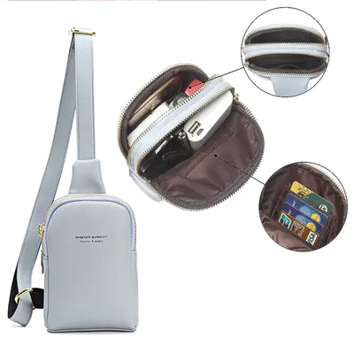 Produktbild von MODFU Damen Handy Umhängetasche Echtes Leder Crossbody Bag Damen Handytasche zum Umhängen, Umhängetasche Damen Klein Moderne Taschen mit Breitem Schultergurt Blau