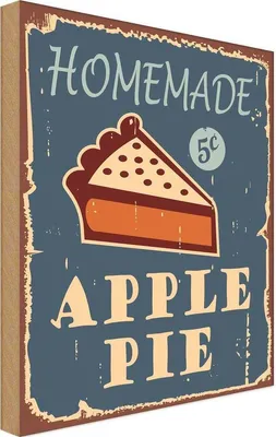 Produktbild von vianmo Holzschild 18x12 cm Kuchen Homemade Apple Pie Apfelkuchen Küche Kochen