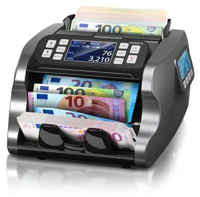 Geldzählmaschine, 120+ Währungen, 1000 Banknoten/min, Schwarz