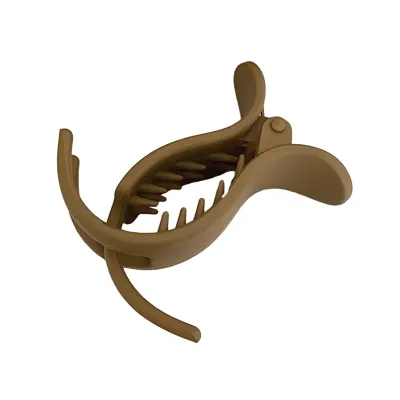 Produktbild von Damen Haarklammer, einfarbig, Retro-Stil, mattiert, Frikadellenkopf, feste Haarnadel, Pferdeschwanz-Clip, Haar-Styling-Tools, Haar-Accessoires, Khaki