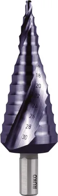 Immagine prodotto di Punta a gradini RUKO in HSS con rivestimento TiAlN, a spirale e con affilatura a croce