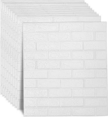 Produktbild von Fiqops 3D Tapete Wandpaneele Wandtattoos 10 Stk.Selbstklebend Ziegelstein Wasserdicht Wandaufkleber 77x70cm