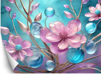 Produktbild von Vlies fototapete Farbige Blumen Glamour Abstraktion 400x280 cm Feeby Rosa inkl. Kleber einfache Montage