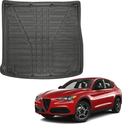 Image de Tapis De Coffre Sur Mesure Pour Alfa Romeo Stelvio 949 Depuis 2017, Noir, Antidérapant, Bord Haut, Toutes Saisons