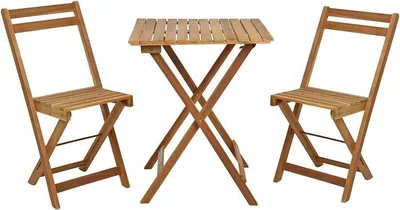 Produktbild von Balkonset Balkontisch Balkonstühle Set Balkon Garten Möbel Holz klappbar 3tlg