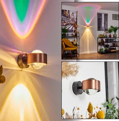 Produktbild von Osacca »Osacca« moderner Wandstrahler, Metall/Glas, Kupferfarben/Schwarz/Klar