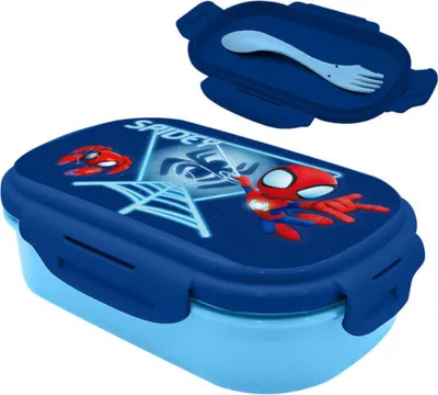 Produktbild von Spiderman Brotdose & Besteckset Blau Web Design Kinder