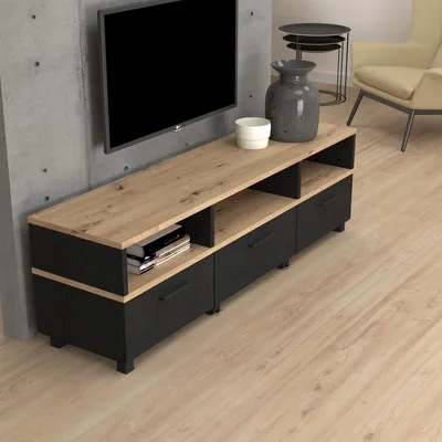 Produktbild von TV-Board >Limnos< in Schwarzeiche - 161,6x48,5x41,3cm (BxHxT)