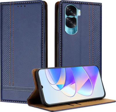 Produktbild von Handyhülle für Honor 90 Lite Leder Flip Klappbare Schutzhülle mit Standfunktion Blau
