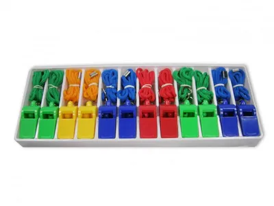 Image de Sifflets en plastique avec cordon - SET 12pcs
