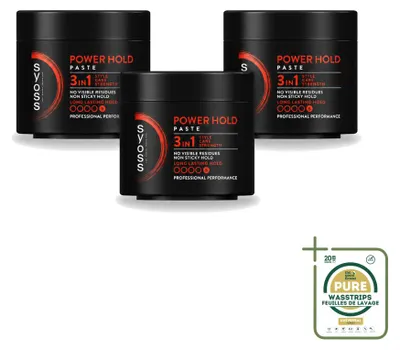 Immagine prodotto di 3 confezioni di pasta modellante per capelli Syoss Power Hold - 150 ml ciascuna - confezione risparmio - 3 pezzi