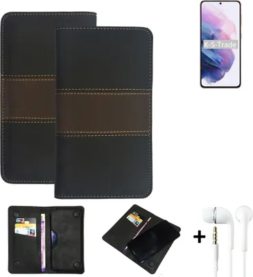 Produktbild von K-S-Trade Handyhülle + Kopfhörer kompatibel mit Samsung Galaxy S21 5G Exynos Schutzhülle Walletcase Bookstyle Tasche Schutz Case Hülle Wallet