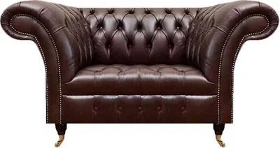 Zdjęcie produktu dla Dunkelbrauner Chesterfield Sessel Wohnzimmer Leder Einsitzer Edle Möbel