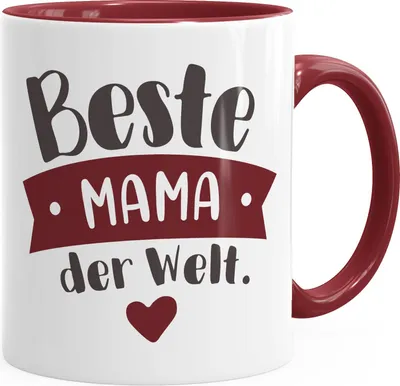 Produktbild von Kaffee-Tasse Beste/r Mama/Papa der Welt Vatertagsgeschenk Muttertagsgeschenk Weihnachtsgeschenk Moonworks® Beste Mama inner-bordeaux Keramik-Tasse