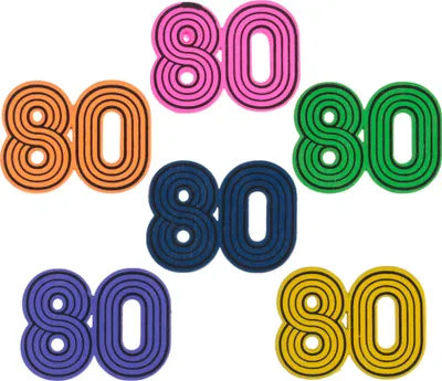 Immagine prodotto di Pezzi sparsi 80 per compleanno o festa a tema anni '80 10 pezziColoratissimi - taglia unica