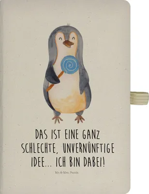 Produktbild von Mr. & Mrs. Panda Skizzenbuch Pinguin Lolli - Transparent - Geschenk, Tagebuch, Adressbuch, Kladde, notizbuch, Rabauke, Unvernünftig, Journal, Süßigkeiten, Pinguine
