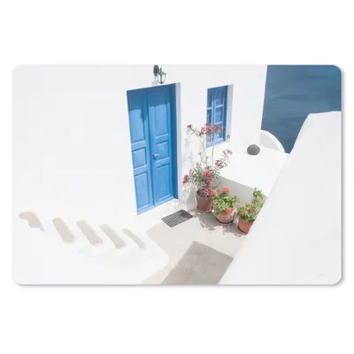 Produktbild von MuchoWow® Schreibtischunterlage Architektur - Blau - Weiß - Tür 60x40 cm - XXL Mauspad - Großes Mauspad