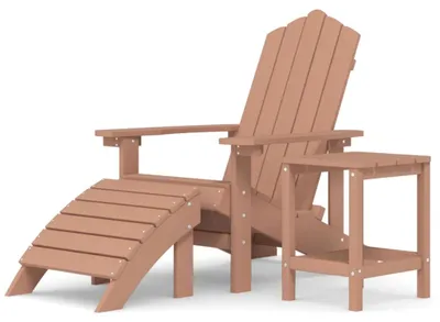 Immagine prodotto di Sedia da giardino Adirondack con sgabello e tavolo HDPE marrone