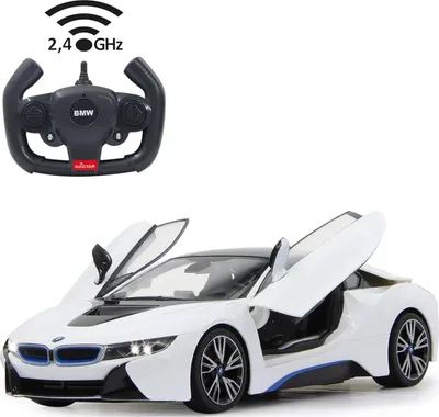 Immagine prodotto di BMW I8 1:14 bianca con portiere telecomandate a 2,4 GHz