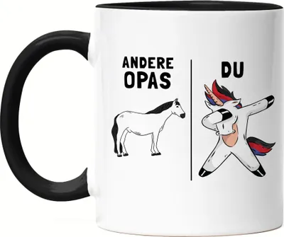 Produktbild von Andere Opas Du Tasse Schwarz Einhorn Pferd Dankeschön Geschenkidee Lustig Humor