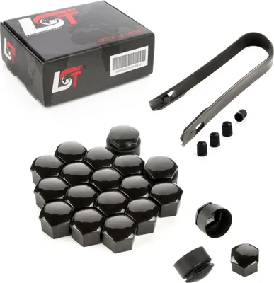 Produktbild von 20x Radschrauben Kappen 17mm Schwarz glänzend Anti-Diebstahl für SAAB VOLVO OPEL
