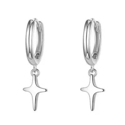Produktbild von Paar Creolen Ohrschmuck Damenohrringe Kreuz Creole Ohrcreolen Kreuzschmuck (GESCHENKIDEE, Sterling Silber 925), inklusive Geschenkschachtel