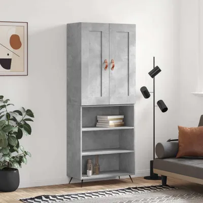 Produktbild von vidaXL Highboard Betongrau 69,5x34x180 cm Holzwerkstoff