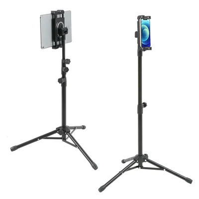 Immagine prodotto di FATIVO Supporto Universale per Tablet: rotazione 360°, portatile, altezza regolabile 57–137 cm, supporto telescopico per tablet e smartphone da 4,7–12