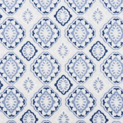 Produktbild von Gardinenstoff Meterware Dekostoff Landhausstoff weiß blau 1,60m