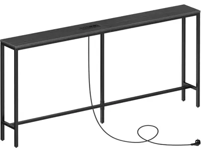 Produktbild von Schmaler Konsolentisch mit Ladestation 160 cm Schwarz