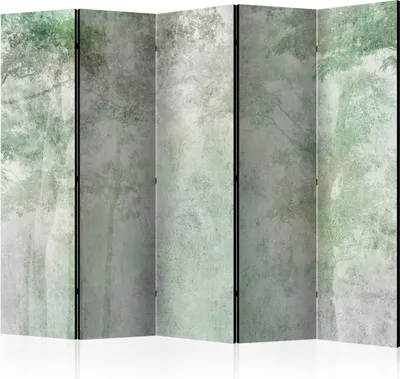 Produktbild von Neuheit! Dekorativer Paravent Raumteiler Trennwand Foto-Paravent Spanische Wand XXL WALD BÄUME BETON OPTIK 225x172 cm c-A-0222-z-c