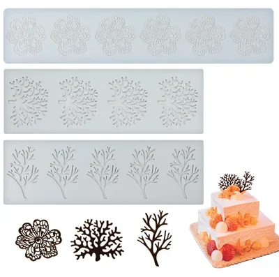 Obrázok produktu pre Silikónová forma na pečenie 3D, vetvičky, dekorácia na koláče, čokoláda, nástroj na prípravu tort, sada 3 kusov