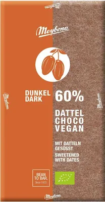 TABLICZKA KAKAOWA 60 % SŁODZONA DAKTYLAMI BIO 80 g - MEYBONA