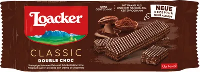 Obrázek produktu pro Loacker Classic Double Choc kakaové oplatky s čokoládovým krémem 135g