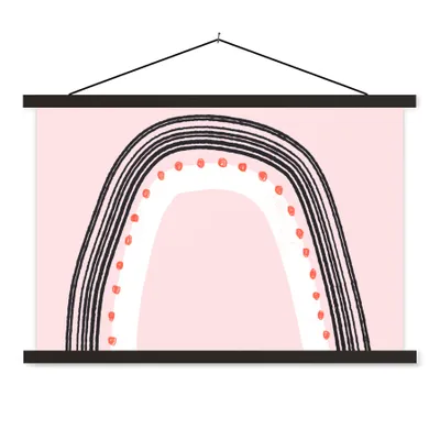 Produktbild von MuchoWow® Textilposter Regenbogen - Minimalismus - Rosa 60x40 cm mit schwarzem Rahmen - Hölzernes
