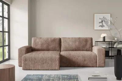 Produktbild von Ecksofa mit Schlaffunktion NATALIA in Stoff Tilia Beige Ottomane Links