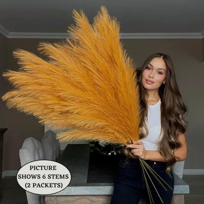 Obrázok produktu pre Umelá pampová tráva 115 cm, 18 kusov, oranžová, pre vázy