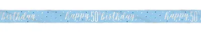 Produktbild von Großer Geburtstagsbanner zum 50. Geburtstag, blau & silber, aus Folie, ca. 274 cm