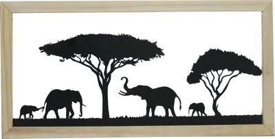 Produktbild von Gilde Wandrelief, rechteckig, "Savanne", Elefantenmotiv, Metall, schwarz, VE 3, L. 1 cm, B. 30 cm, H. 60 cm 58169