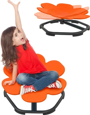 Image de NAIZY Carrousel Autisme Enfants Chaise tournante sensorielle Chaise tournante pour enfants Chaise jouet Formation Coordination physique et équilibre Tabouret tournant Carrousel tournant (Orange)