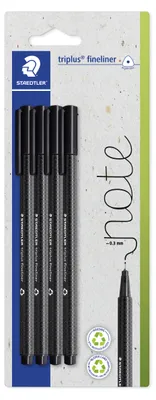 Produktbild von STAEDTLER triplus 334 dreikantiger Fineliner Blisterkarte mit 4 Stiften, schwarz