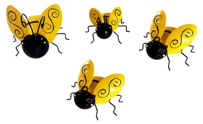Produktbild von 4 Stück Metall-Bienen für die Wanddekoration im Garten