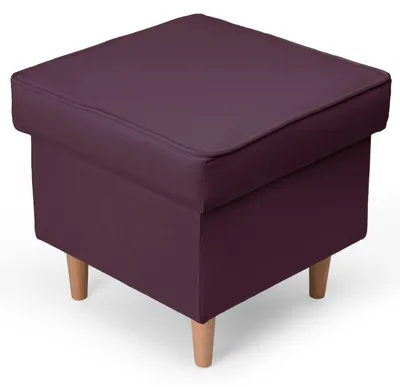 Produktbild von MG Design Samt Sitzhocker in Violett 45 x 45 cm - Gepolsterter Polsterhocker mit Holzbeinen für Wohnzimmer, Schlafzimmer oder Flur