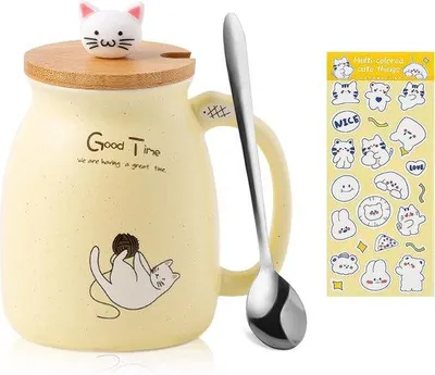 Immagine prodotto di Tazze da caffè in Vetroceramica a forma di gatto, 450 ml, set da due