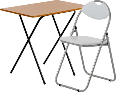 Produktbild von Harbour Housewares Holzklapp Schreibtisch und Stuhl Set - Kleiner Home Office Workstation fÃ1/4r PC Laptop-Studie - Natural / Weiß