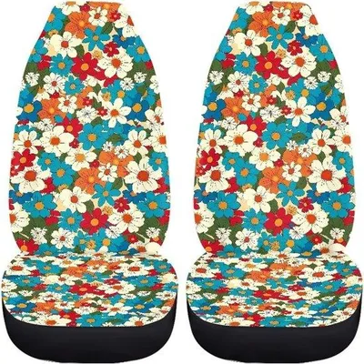 Produktbild von Auto-Stoelhoezen Set - Universelle Stoelhoezen - Interieur Dekoration - Farbenfrohe Blumen - Einsetzbar